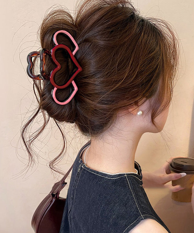 Cute Red Pink Acrylic Love Hollow Out Hairpin