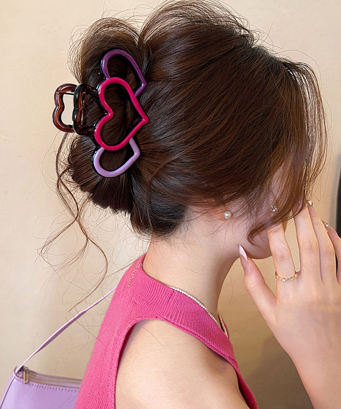 Cute Red Pink Acrylic Love Hollow Out Hairpin