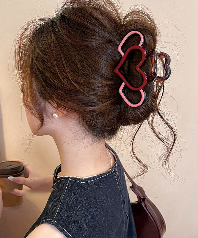 Cute Red Pink Acrylic Love Hollow Out Hairpin