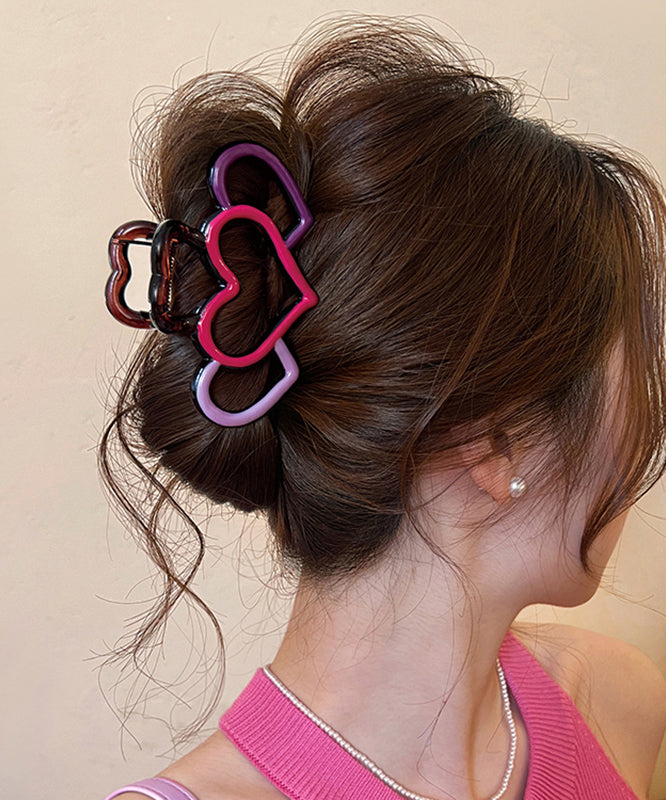 Cute Red Pink Acrylic Love Hollow Out Hairpin