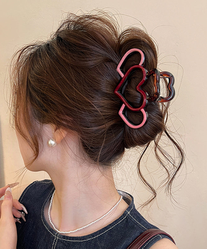 Cute Red Pink Acrylic Love Hollow Out Hairpin