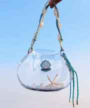 Cute Sheer Blue Solid Durable Girls Shoulder Bags