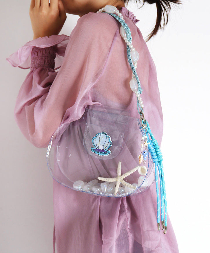 Cute Sheer Blue Solid Durable Girls Shoulder Bags