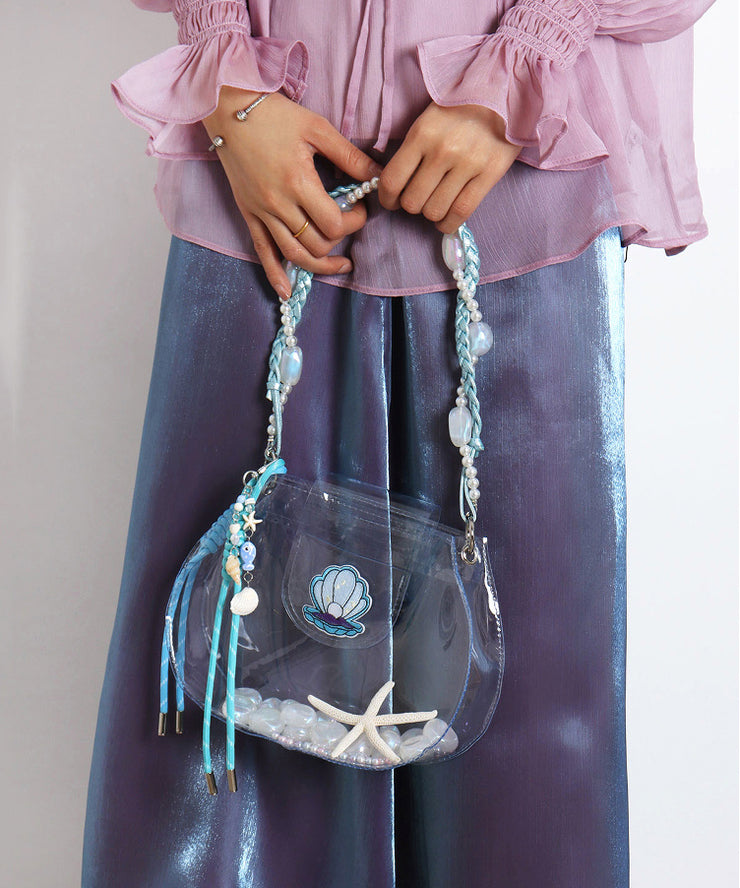 Cute Sheer Blue Solid Durable Girls Shoulder Bags
