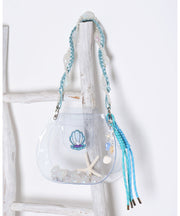 Cute Sheer Blue Solid Durable Girls Shoulder Bags