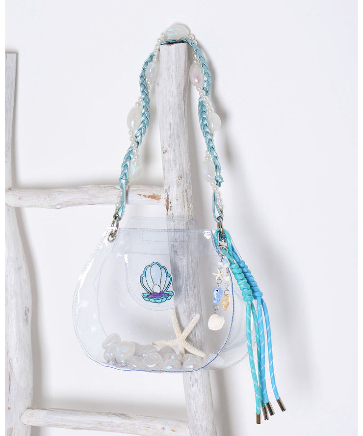 Cute Sheer Blue Solid Durable Girls Shoulder Bags
