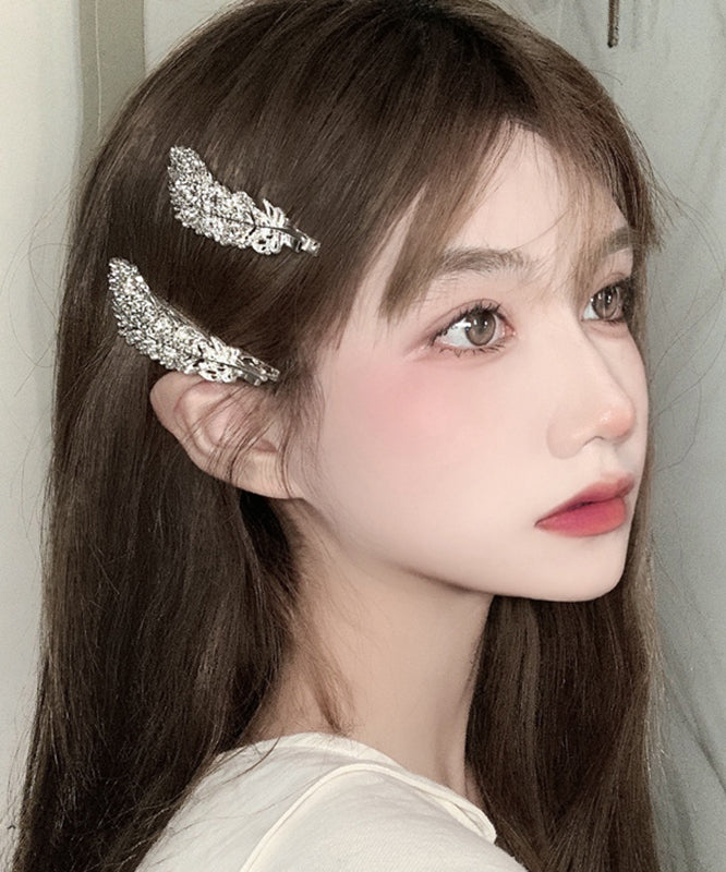 Cute Silk Alloy Zircon Feather Hairpin