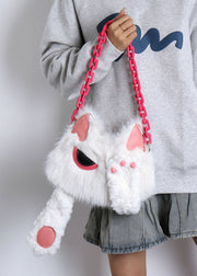 Cute White Cat Solid Durable Faux Fur Shoulder Bags