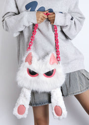 Cute White Cat Solid Durable Faux Fur Shoulder Bags