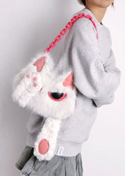 Cute White Cat Solid Durable Faux Fur Shoulder Bags