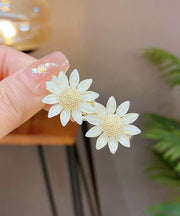 Cute White Copper Overgild Resin Daisy Floral A Pair Hairpin