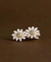 Cute White Copper Overgild Resin Daisy Floral A Pair Hairpin