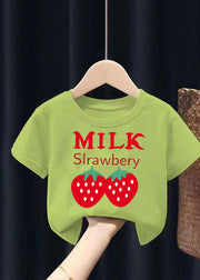Cute White Graphic Print Patchwork Kids Tops Summer