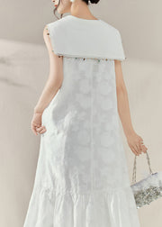 Cute White Sailor Collar Patchwork Party Long Dress Sleeveless