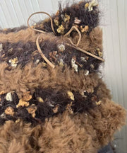 Cute Winter Knitted Patchwork Fuzzy Fur Thick Warm Hat