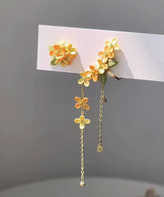 Cute Yellow Alloy Osmanthus Tassel Drop Earrings