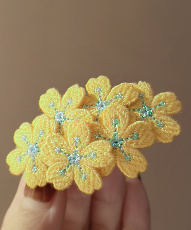 Cute Yellow Knit Embroidery Floral Hairpin