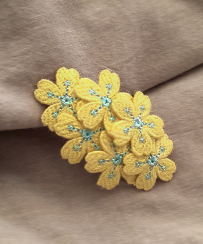 Cute Yellow Knit Embroidery Floral Hairpin