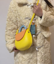 Cute Yellow Solid Durable Faux Leather Versatile Tote Bag