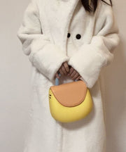 Cute Yellow Solid Durable Faux Leather Versatile Tote Bag