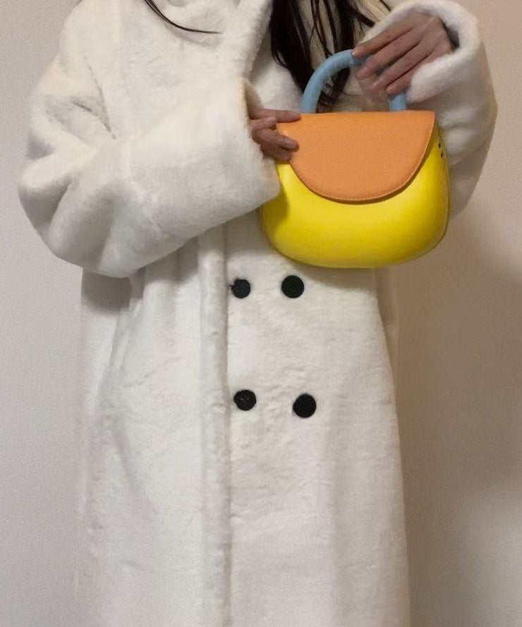 Cute Yellow Solid Durable Faux Leather Versatile Tote Bag