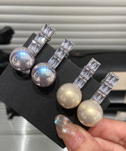 DIY Beige Alloy Crystal Zircon Pearl Hairpin