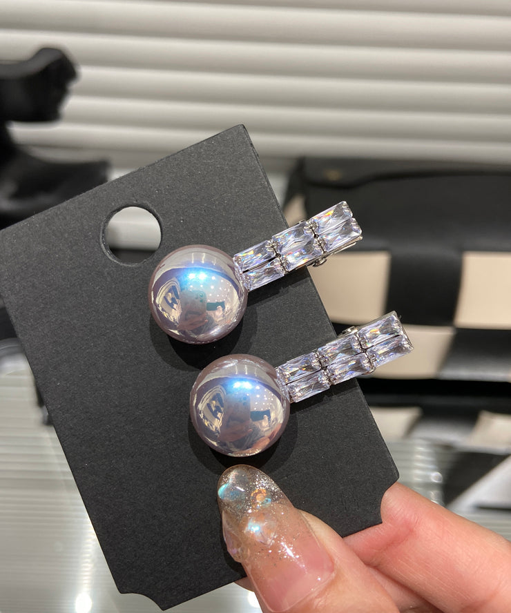 DIY Beige Alloy Crystal Zircon Pearl Hairpin