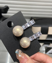 DIY Beige Alloy Crystal Zircon Pearl Hairpin