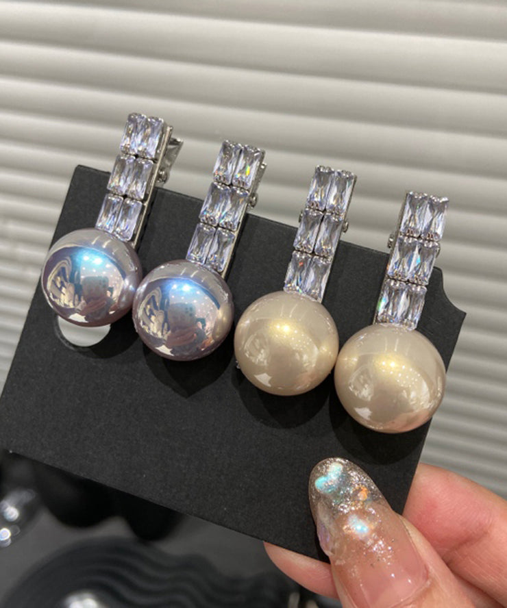 DIY Beige Alloy Crystal Zircon Pearl Hairpin