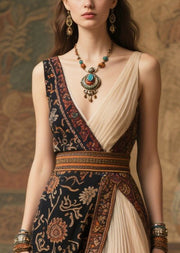 DIY Black Asymmetrical Patchwork Chiffon Pleated Dresses Summer