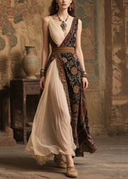 DIY Black Asymmetrical Patchwork Chiffon Pleated Dresses Summer