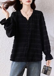 DIY Black Jacquard Nail Bead Cotton Top Fall