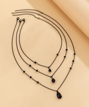 DIY Black Metal Crystal Tassel Three-Piece Set Pendant Necklace
