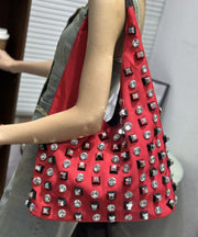DIY Black Rhinestone Large Capacity Nylon Shoulder Bags
