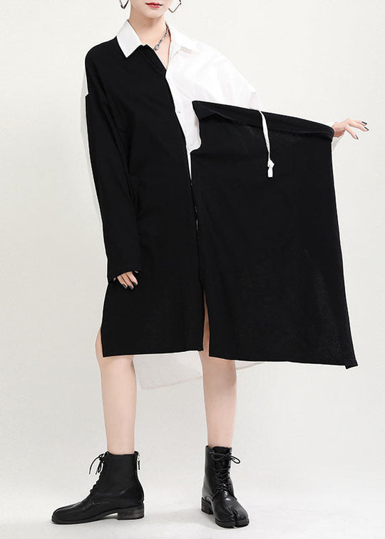 Black & White Patchwork Ruffled Dress main image 1
