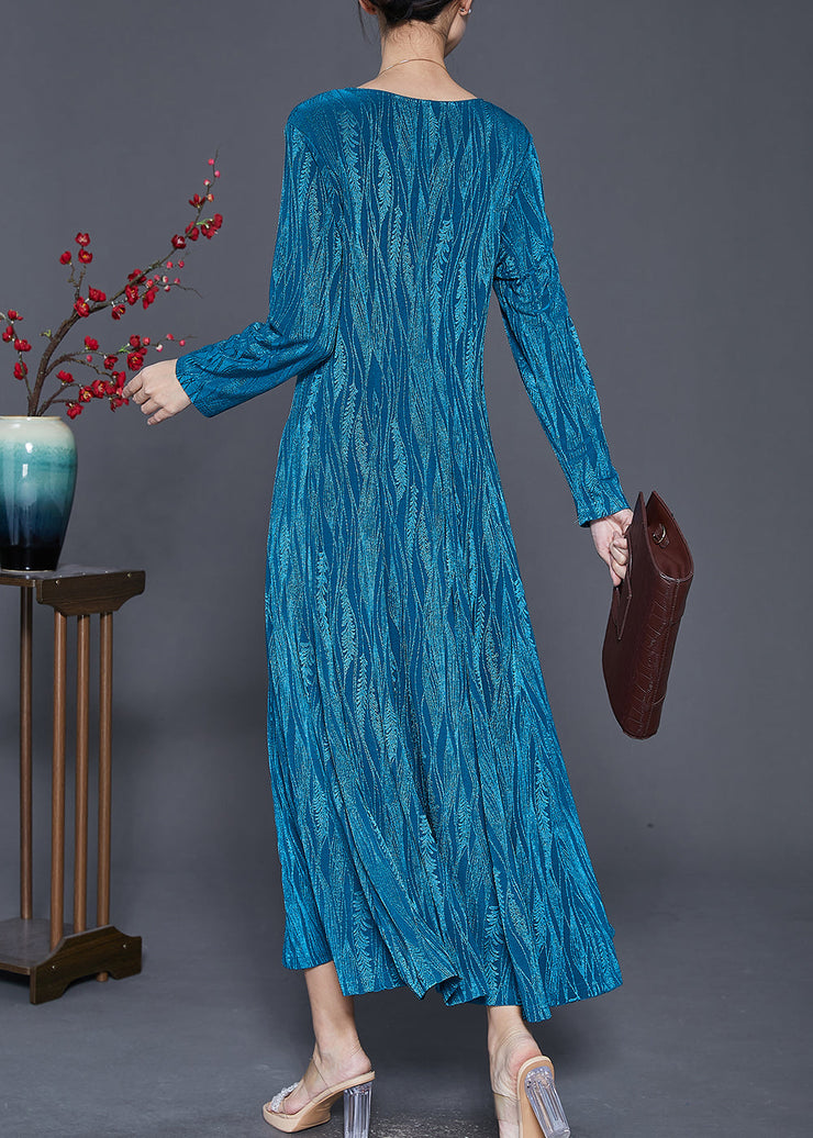 DIY Blue V Neck Exra Large Hem Cotton Vacation Dresses Spring