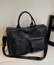 DIY Brown Large Capacity Smile Decorated Faux Leather Tote Handbag