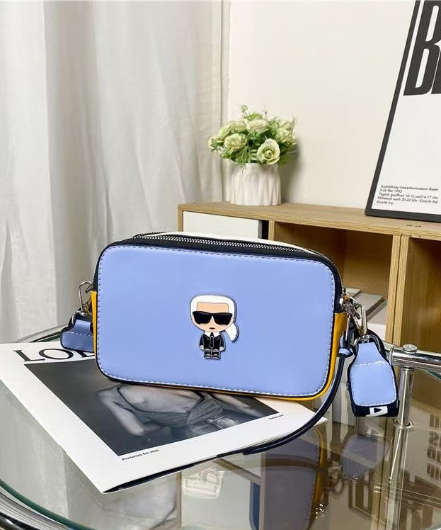 DIY Character Print Patchwork Faux Leather Camera Bag