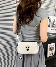 DIY Character Print Patchwork Faux Leather Camera Bag