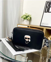DIY Character Print Patchwork Faux Leather Camera Bag