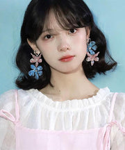 DIY Colorblock Alloy Resin Iris Drop Earrings