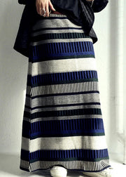 DIY Colorblock Striped Knit A Line Skirts Fall