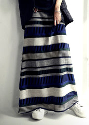 DIY Colorblock Striped Knit A Line Skirts Fall