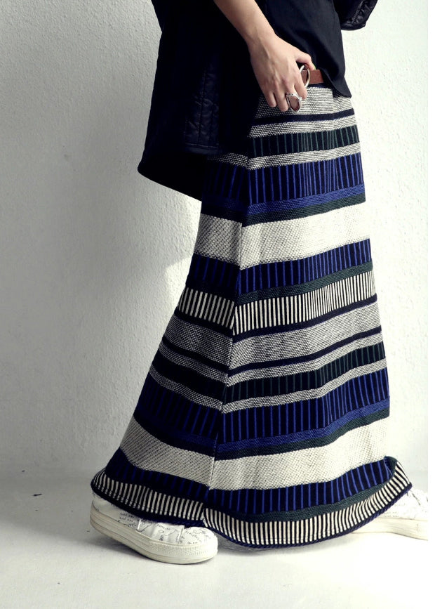 DIY Colorblock Striped Knit A Line Skirts Fall