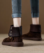 DIY Comfortable Splicing Platform Boots Camel Suede