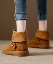 DIY Comfortable Splicing Platform Boots Camel Suede