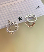 DIY Copper Zircon KT Cat Stud Earrings