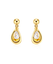 DIY Gold Copper Alloy Zircon Water Droplet Tassel Stud Earrings