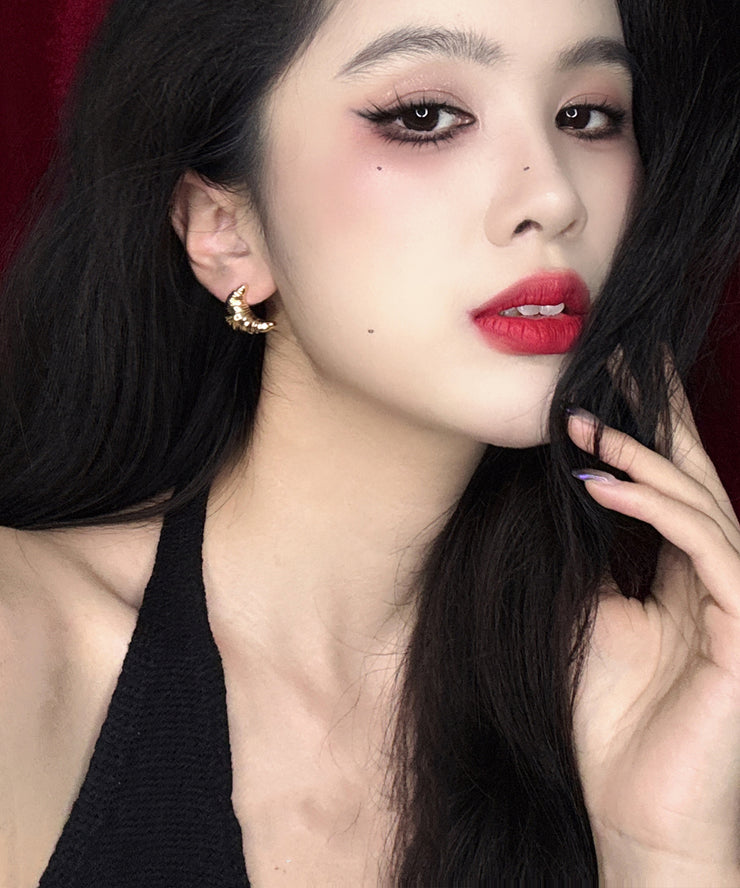 DIY Gold Copper Overgild Croissant Moon Stud Earrings