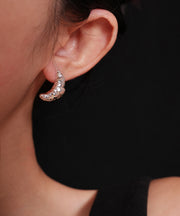 DIY Gold Copper Overgild Croissant Moon Stud Earrings